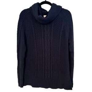 Cabi Womens Navy Blue Cowl Neck Cable Knit Sweater #3168 Size Small Cotton Blend